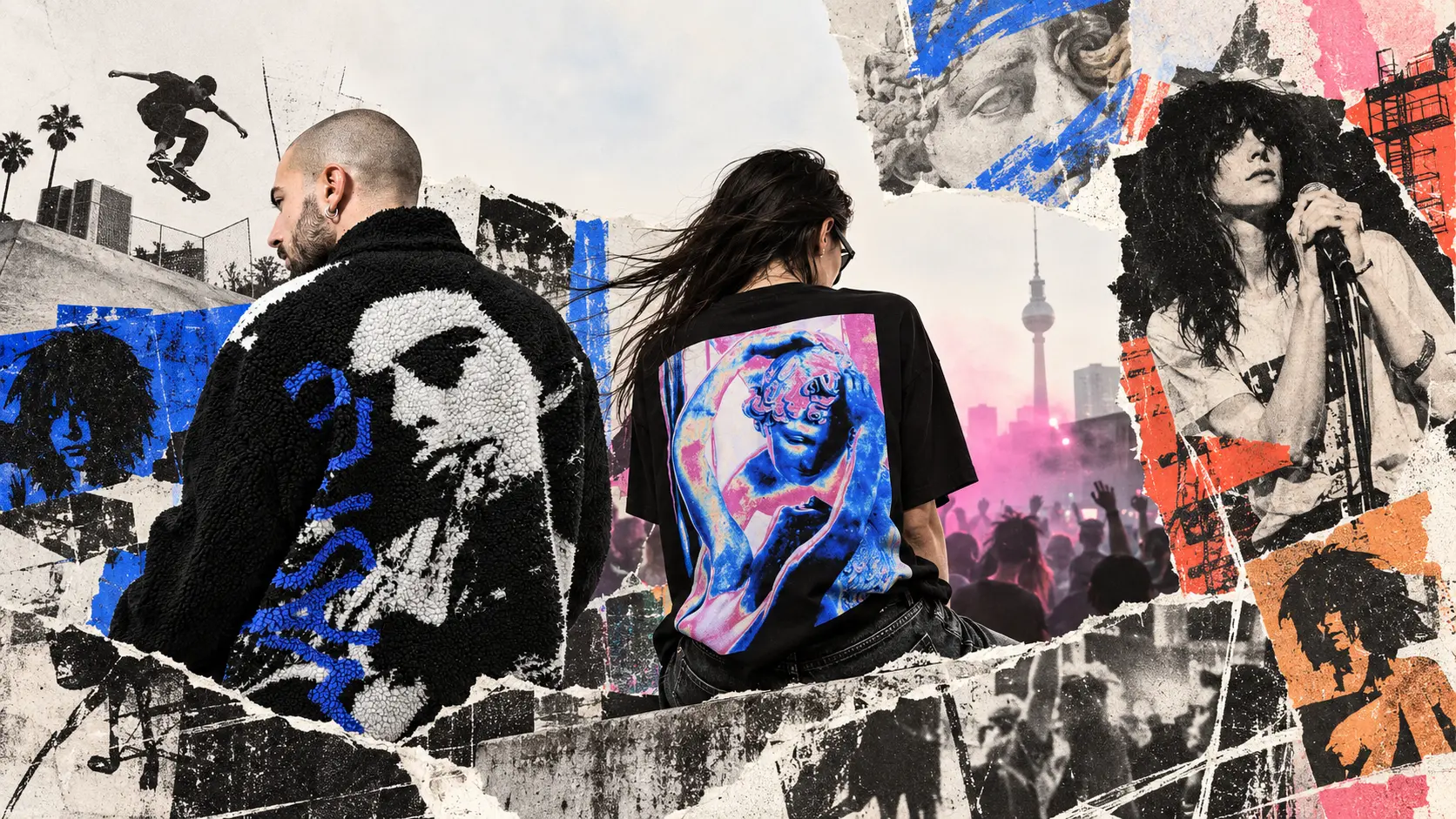 Editorial collage with Wasted Paris, Vertere Berlin and Deva States cultural references